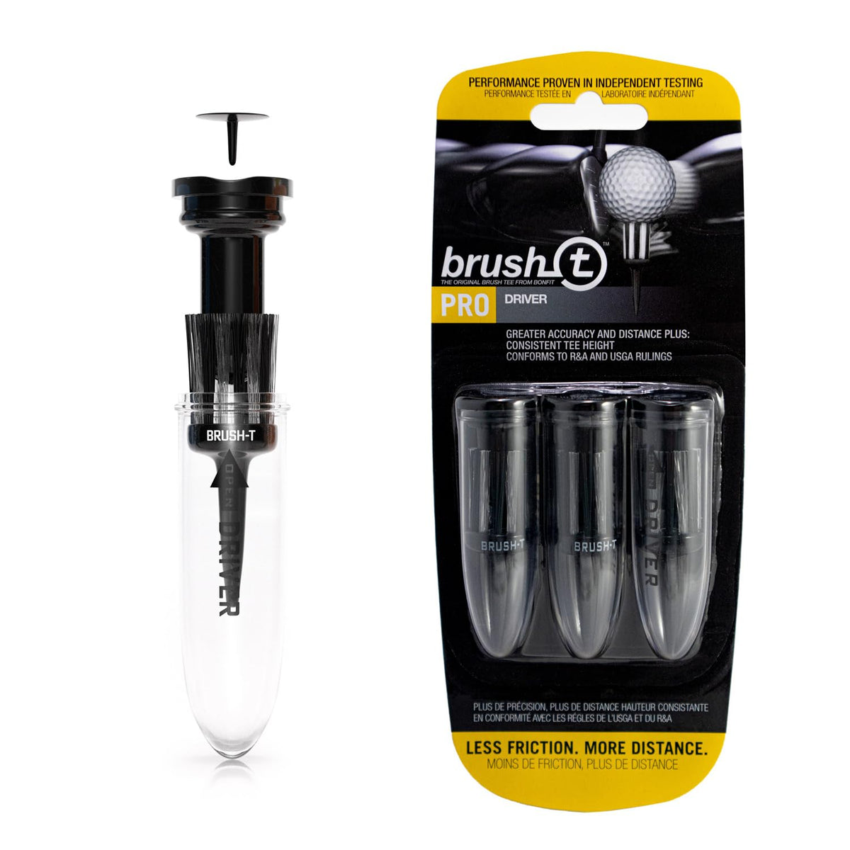 BRUSH T Performance Golf Tees 3-Pack - Unbreakable, Consistent Height 2.2"