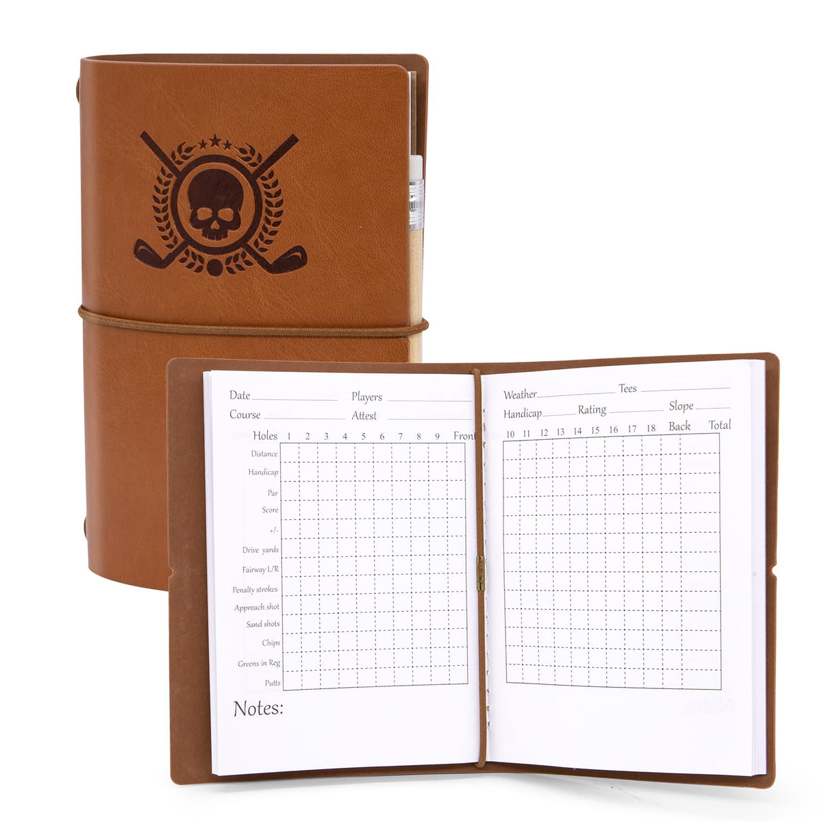 Leather Golf Logbook & Yardage Companion