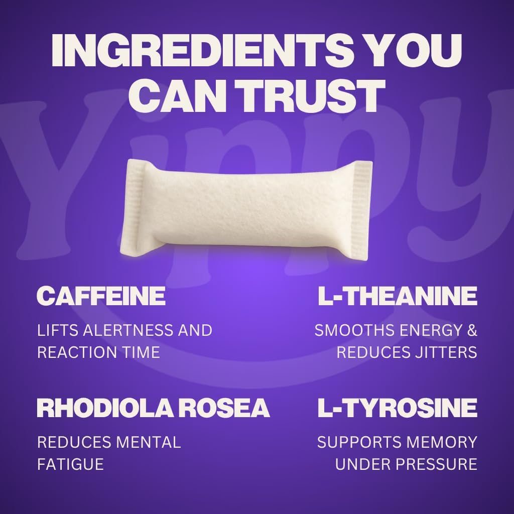 Yippy for the Desk Nootropic Pouches - Transfusion Flavor - Clean Energy Focus Pouches with Caffeine, L-Theanine, L-Tyrosine & Rhodiola - No Nicotine, No Tobacco - 5 Pack