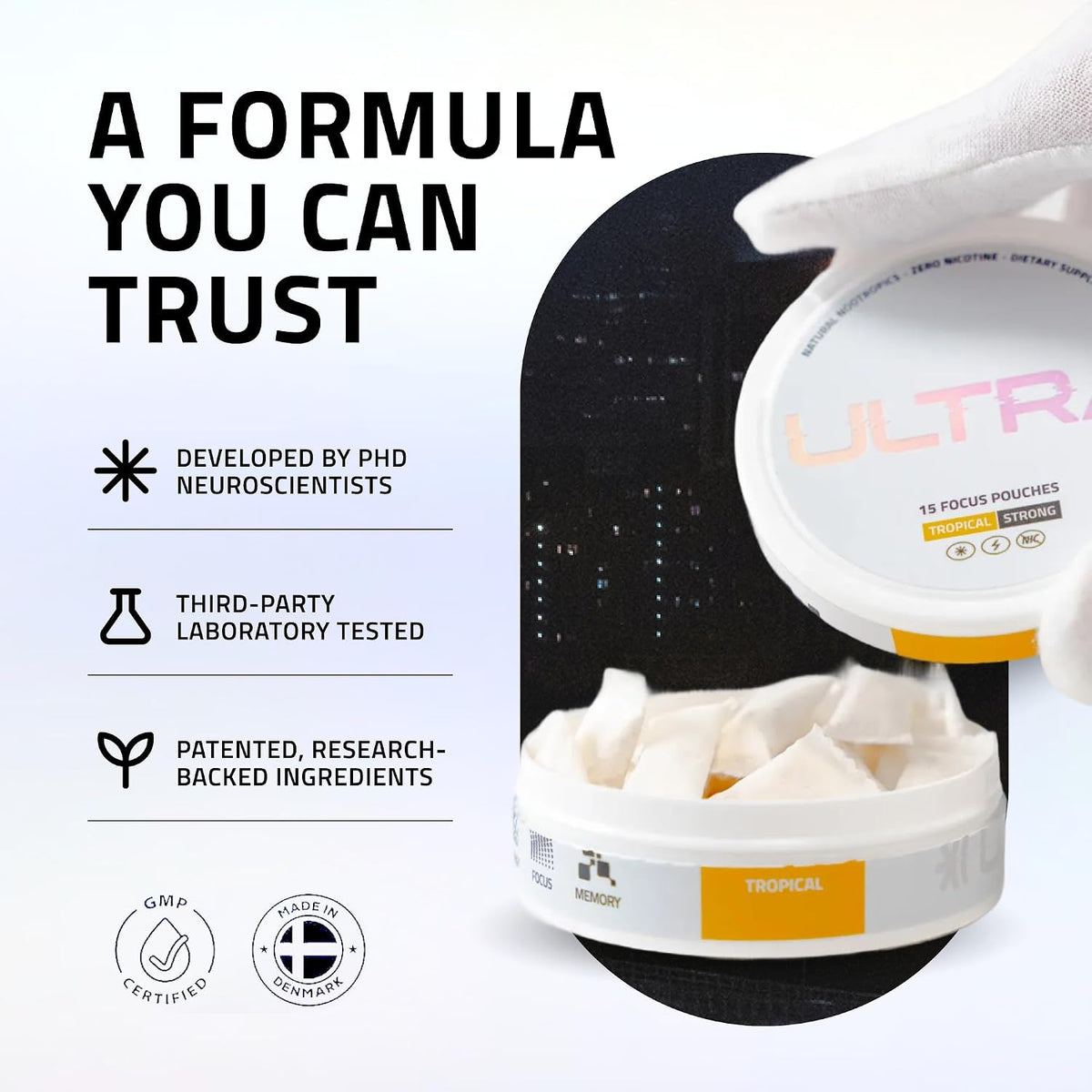 Ultra Focus Pouches (Variety Pack, 3 Cans) Nicotine and Caffeine Free