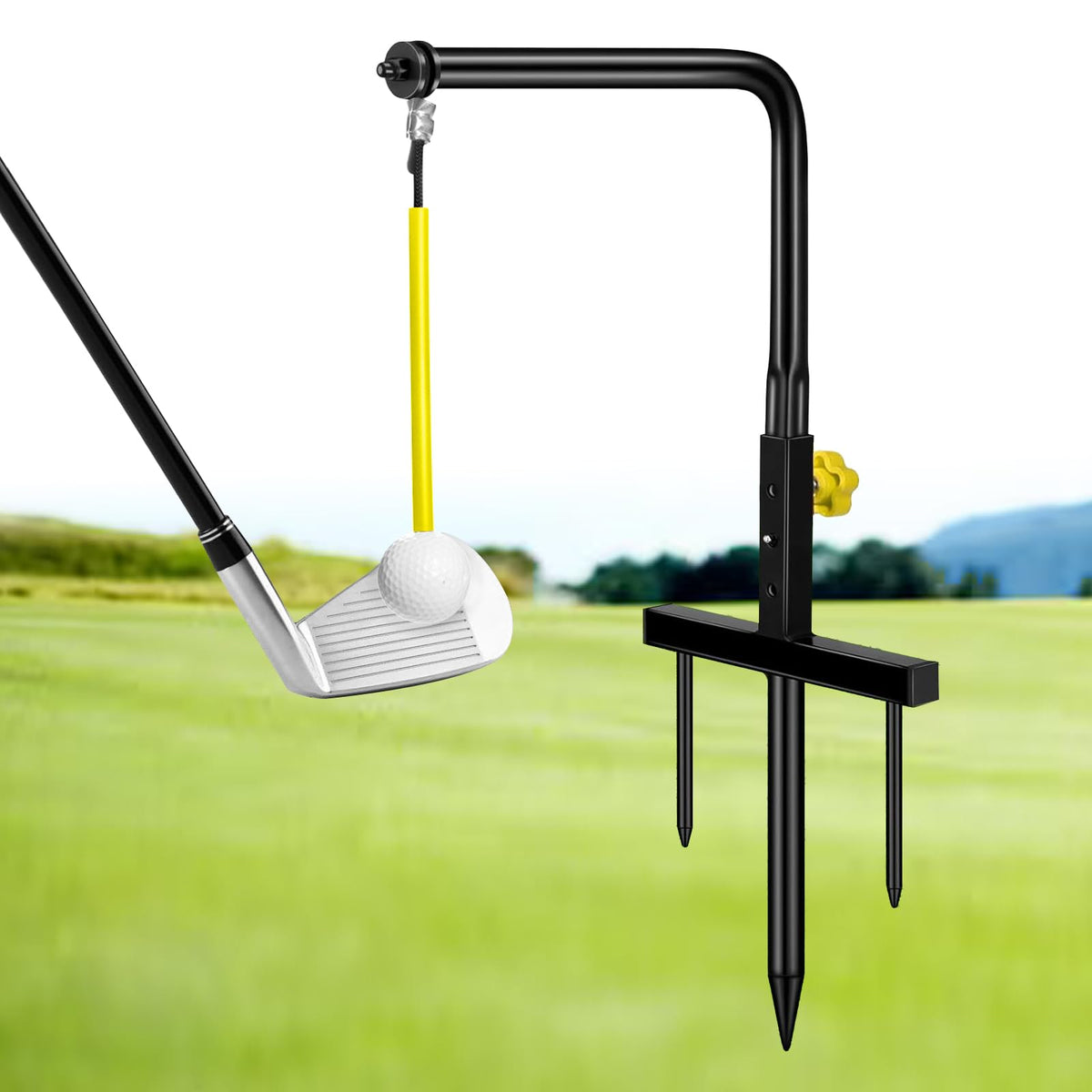 MELE LINKS Golf Swing Trainer Golf Training Aid Durable Metal Practice Golf Swing Training Aid Golf Swing Trainers Golf Practice Equipment Golf Accessories for Gift Golf Gifts for Men (Yellow)