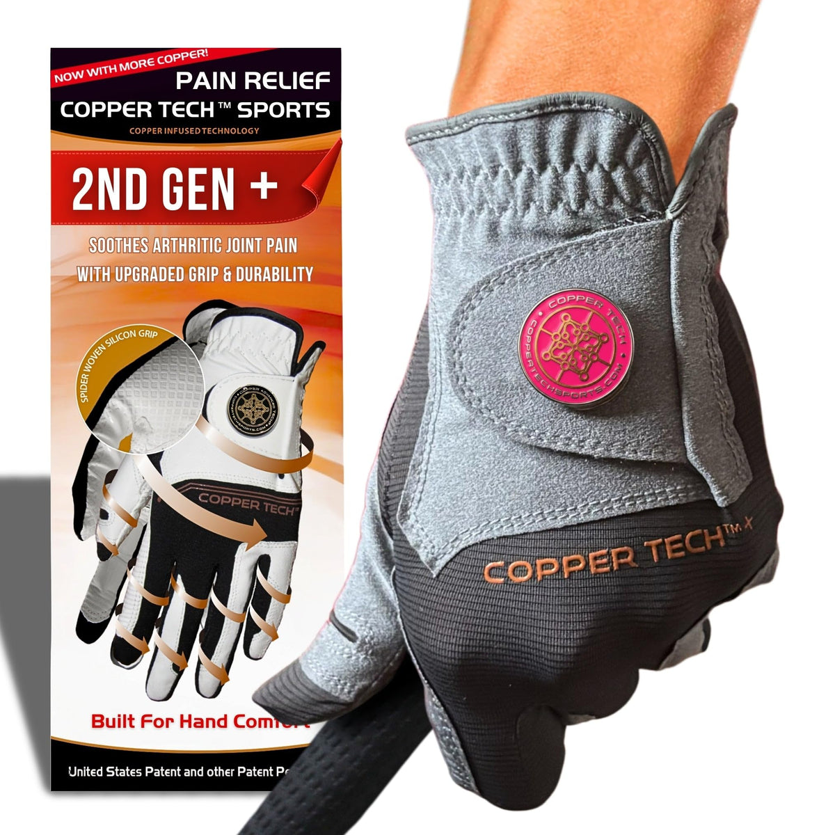 Copper Tech Plus Ladies Golf Gloves Women (2nd Gen) | Copper Compression Joint Support with Flexible & Comfortable Fit | Tacky Silicone Pad