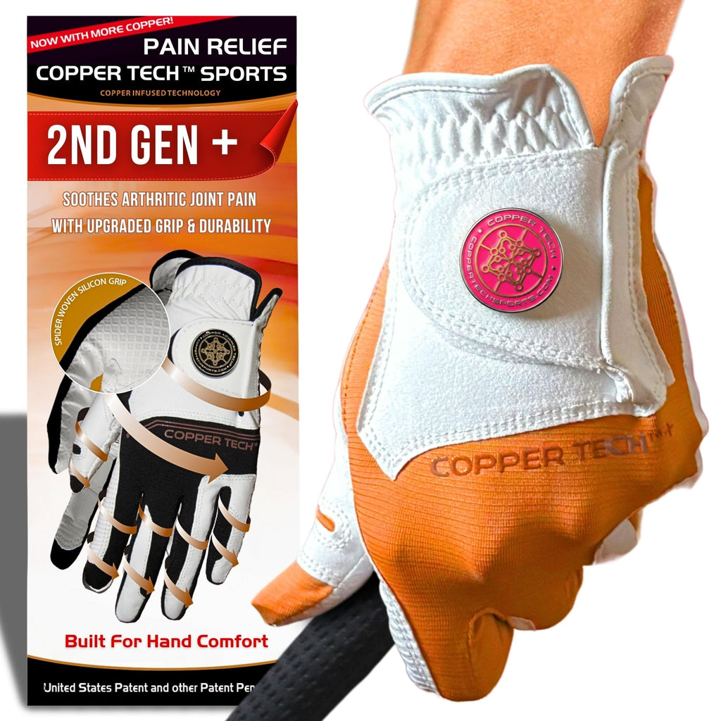 Copper Tech Plus Ladies Golf Gloves Women (2nd Gen) | Copper Compression Joint Support with Flexible & Comfortable Fit | Tacky Silicone Pad