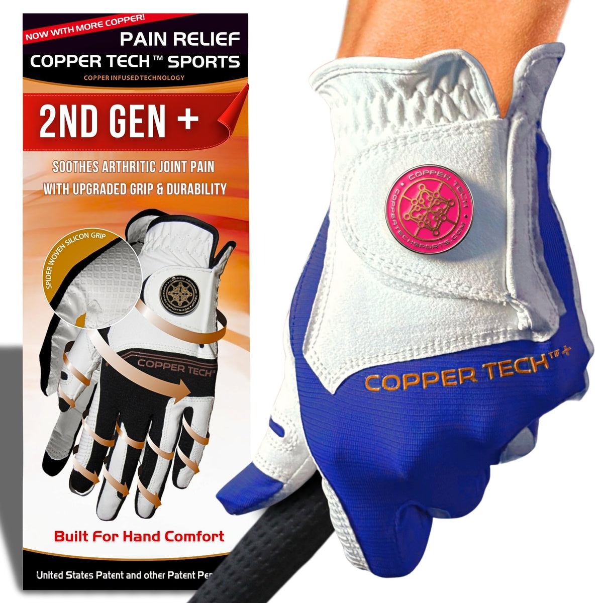 Copper Tech Plus Ladies Golf Gloves Women (2nd Gen) | Copper Compression Joint Support with Flexible & Comfortable Fit | Tacky Silicone Pad