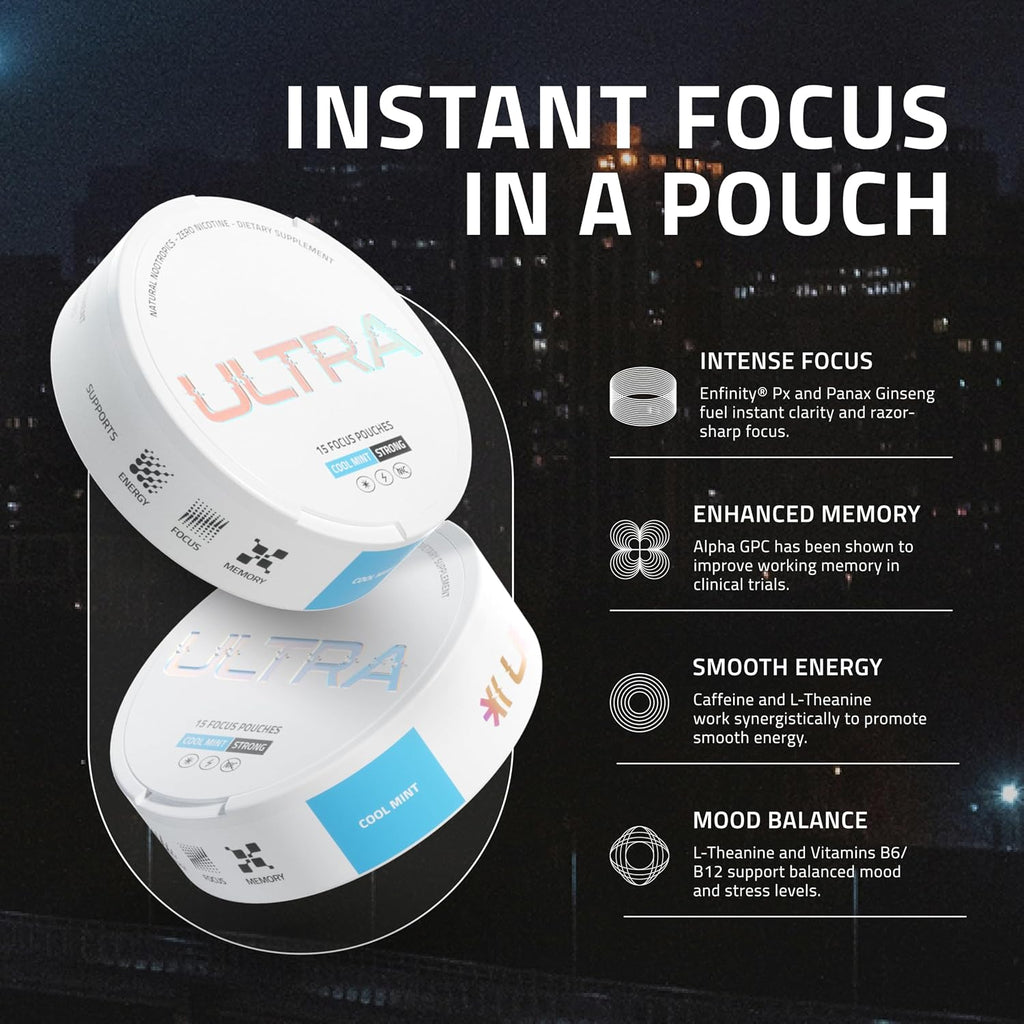 Ultra Focus Pouches (Variety Pack, 3 Cans) Nicotine and Caffeine Free