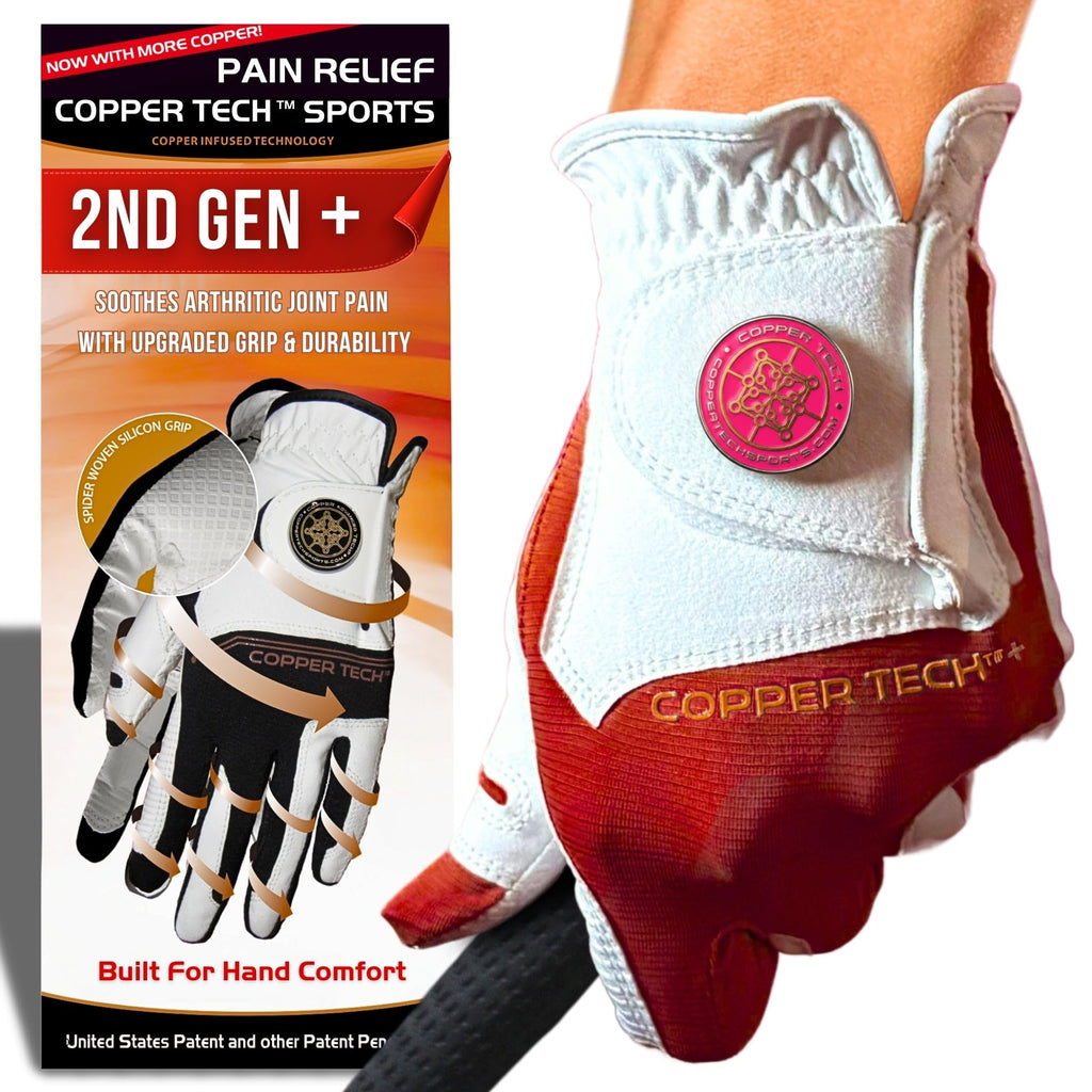 Copper Tech Plus Ladies Golf Gloves Women (2nd Gen) | Copper Compression Joint Support with Flexible & Comfortable Fit | Tacky Silicone Pad