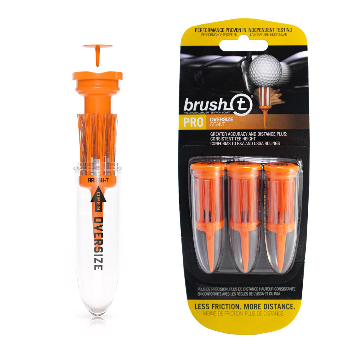 BRUSH T Performance Golf Tees 3-Pack - Unbreakable, Consistent Height 2.4"